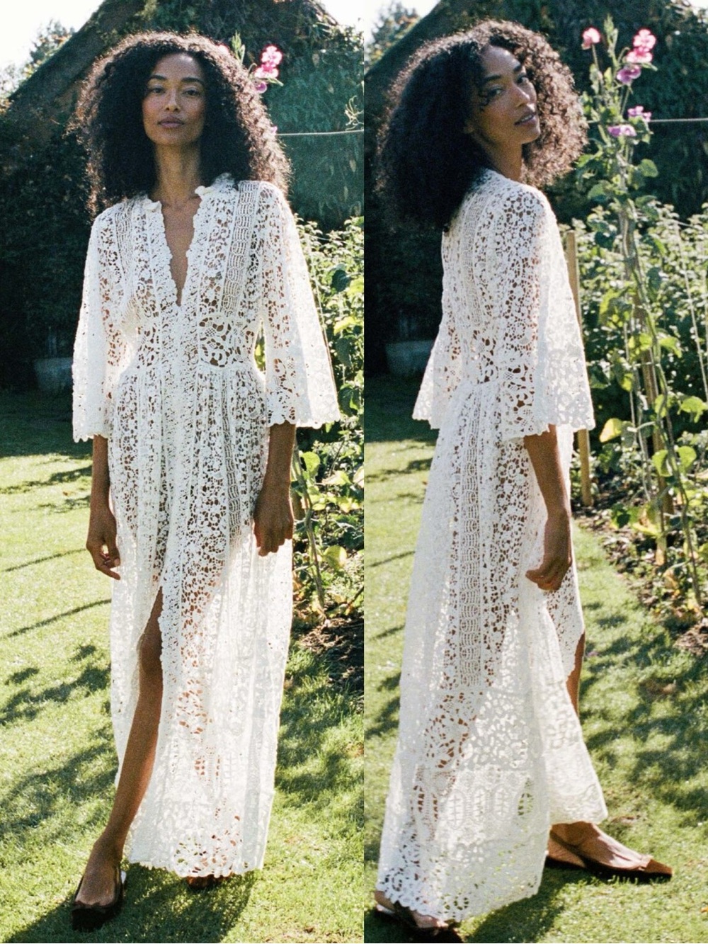 DOEN Astrea Lace Sheer Cotton Dress Off White Heirloom Salt